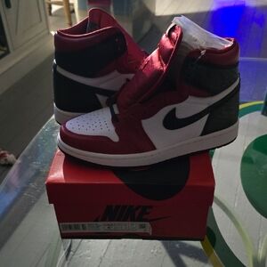 Womens Air Jordan 1 OG High- Gym Red- Black Snake Skin